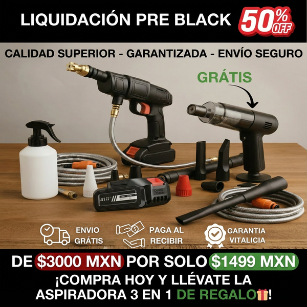 Hidrolavadora Inalámbrica 48V + Regalo Aspirador 3 en 1 – Combo de Limpieza Pro